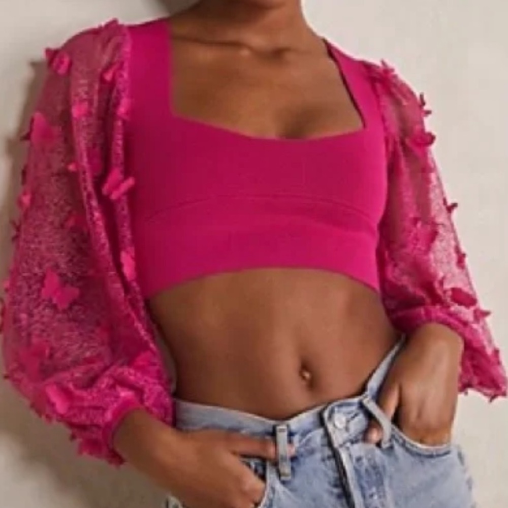 Free people hot pink butterfly top